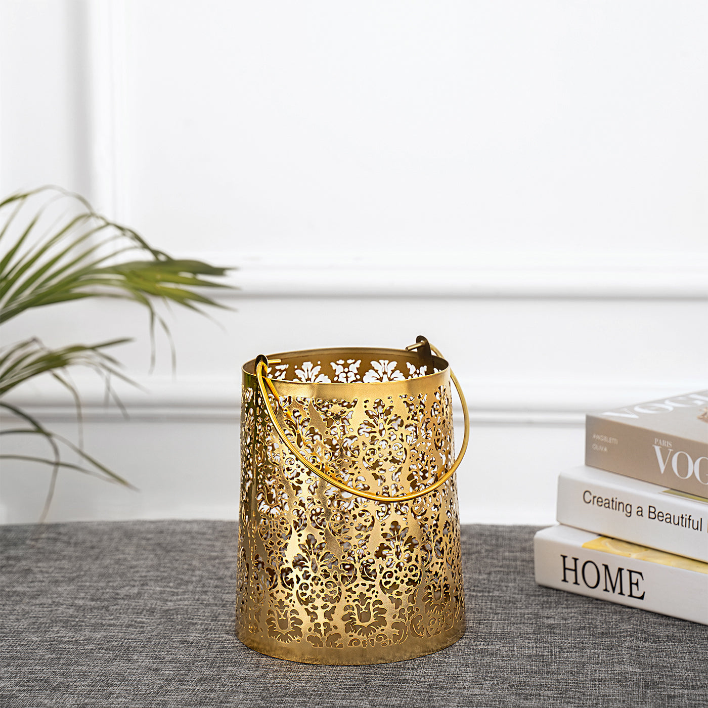 Queens Gold Metal Lantern/ Pillar Tealight Candle holder