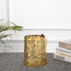 Queens Gold Metal Lantern/ Pillar Candle holder