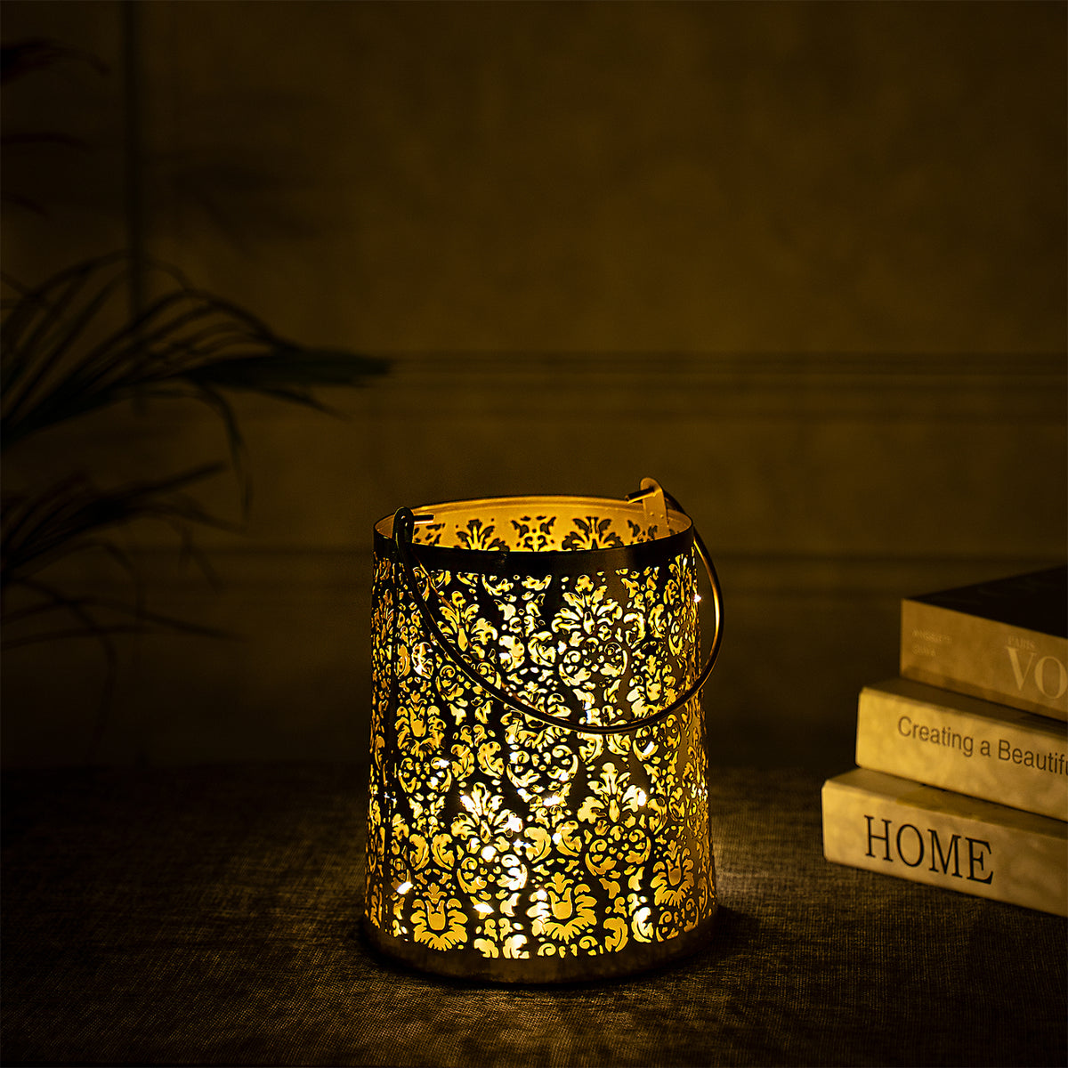 Queens Gold Metal Lantern/ Pillar Candle holder