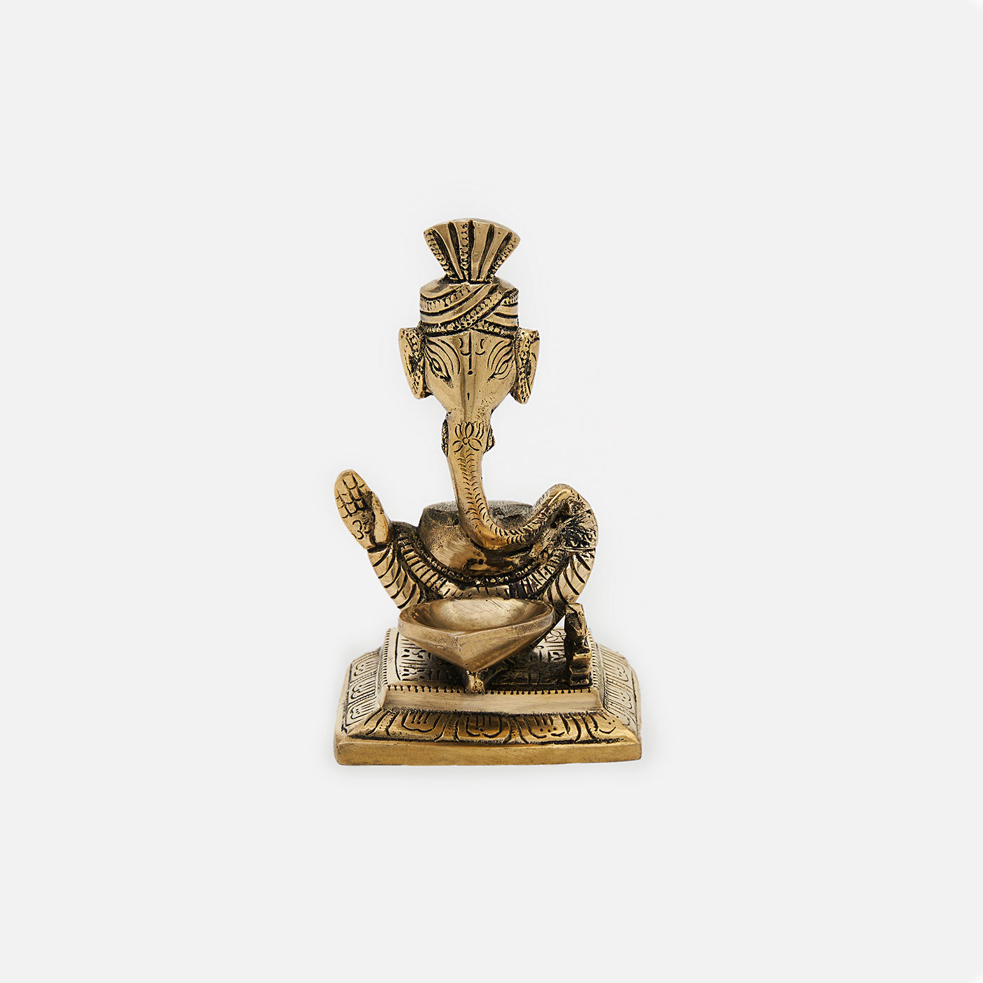 Brass Pagdi Ganesh Diya Statue