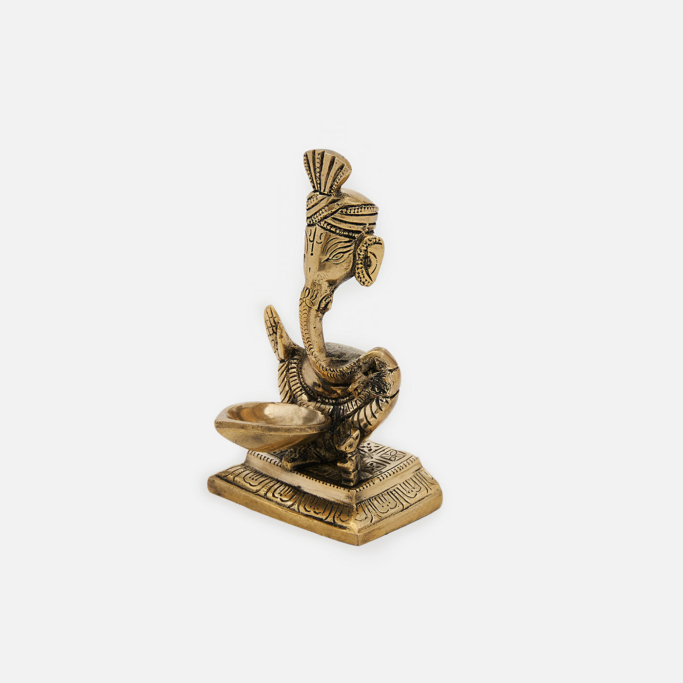 Brass Pagdi Ganesh Diya Statue