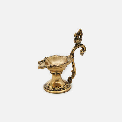Brass Aarti Diya With Annapakshi On Handle