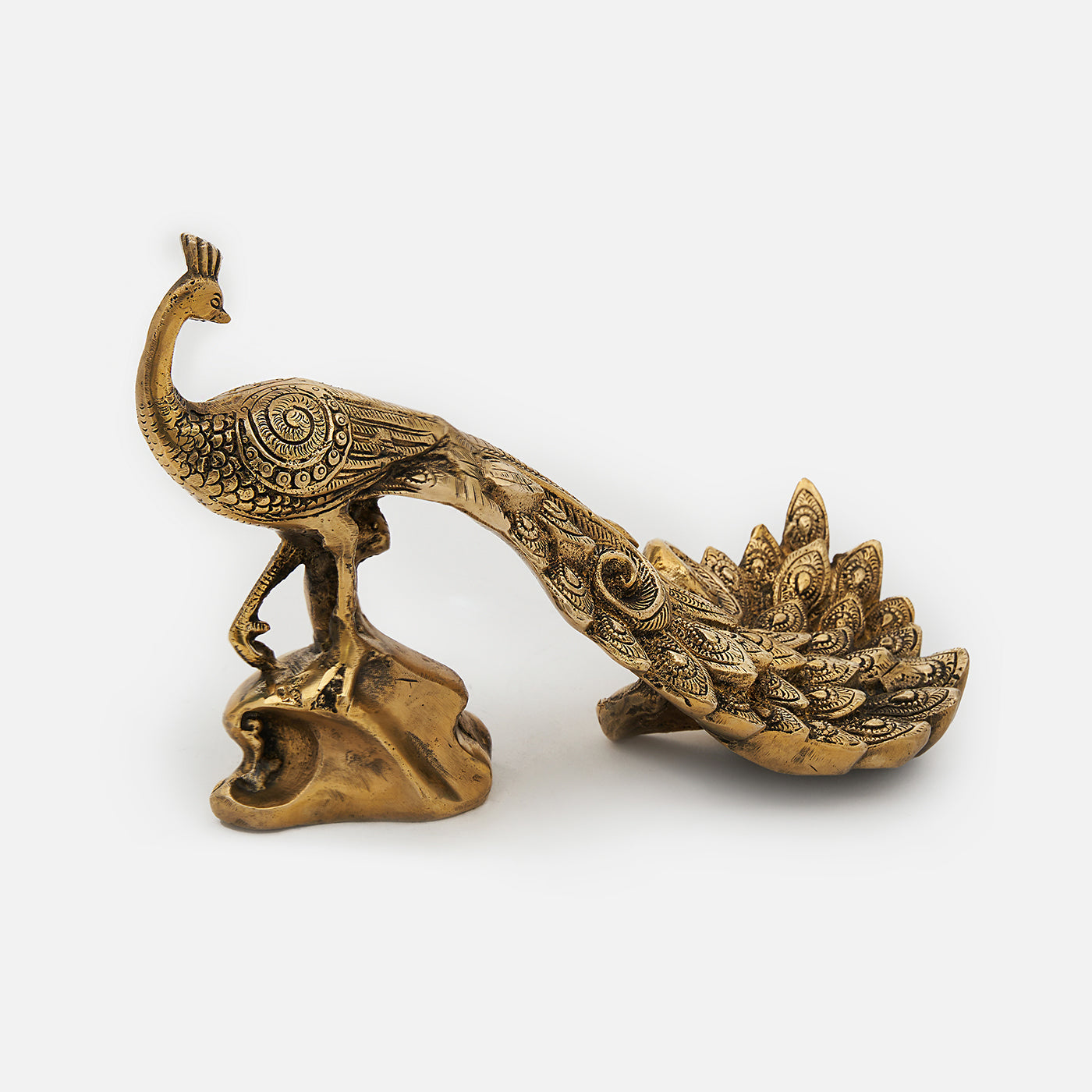 Brass Peacock Figurine on Stand