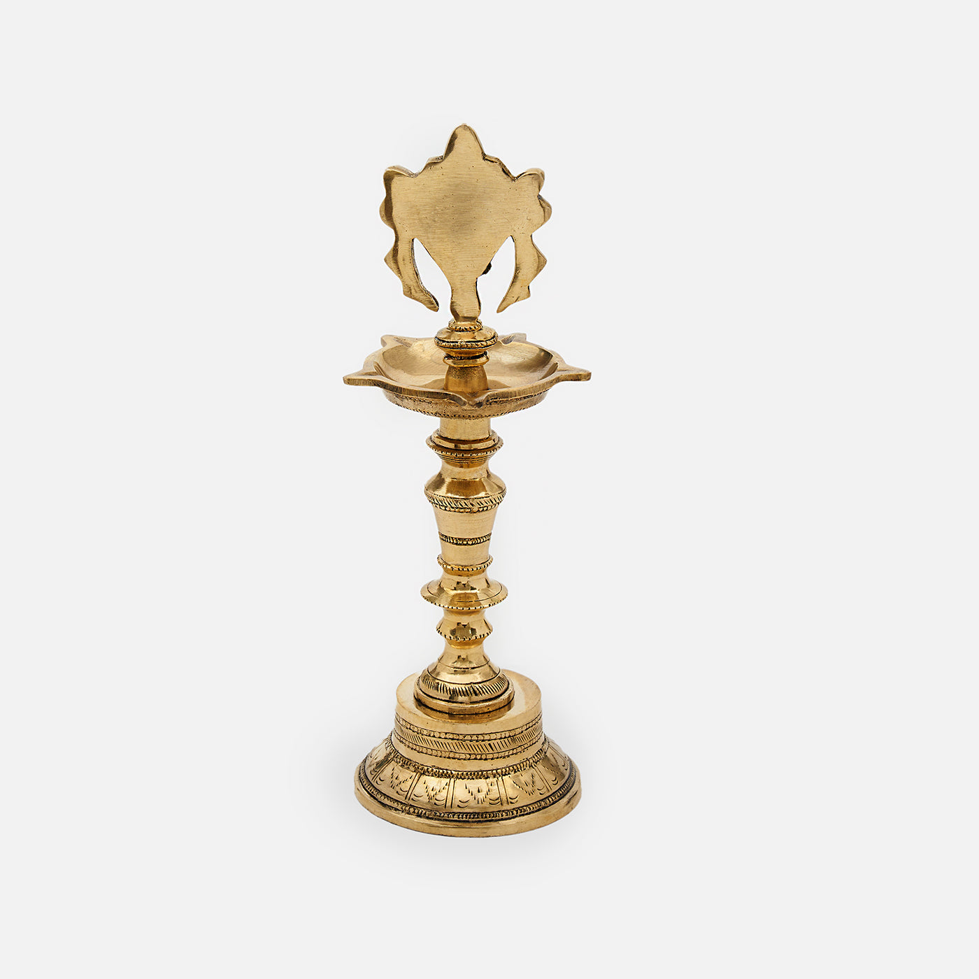 Brass Shank Chakra Namah Diya Lamp Stand Vilakku (Set of 3)