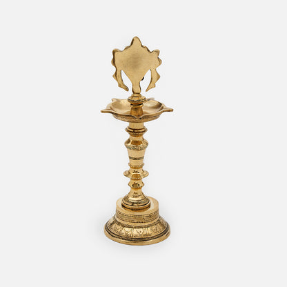 Brass Shank Chakra Namah Diya Lamp Stand Vilakku (Set of 3)