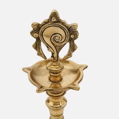 Brass Shank Chakra Namah Diya Lamp Stand Vilakku (Set of 3)