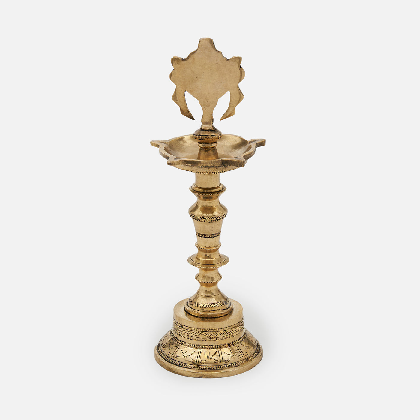 Brass Shank Chakra Namah Diya Lamp Stand Vilakku (Set of 3)