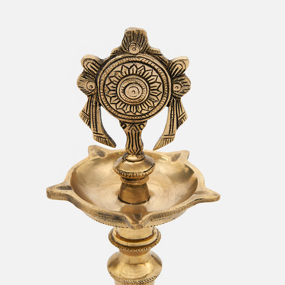 Brass Shank Chakra Namah Diya Lamp Stand Vilakku (Set of 3)