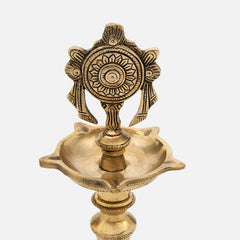 Brass Shank Chakra Namah Diya Lamp Stand Vilakku (Set of 3)