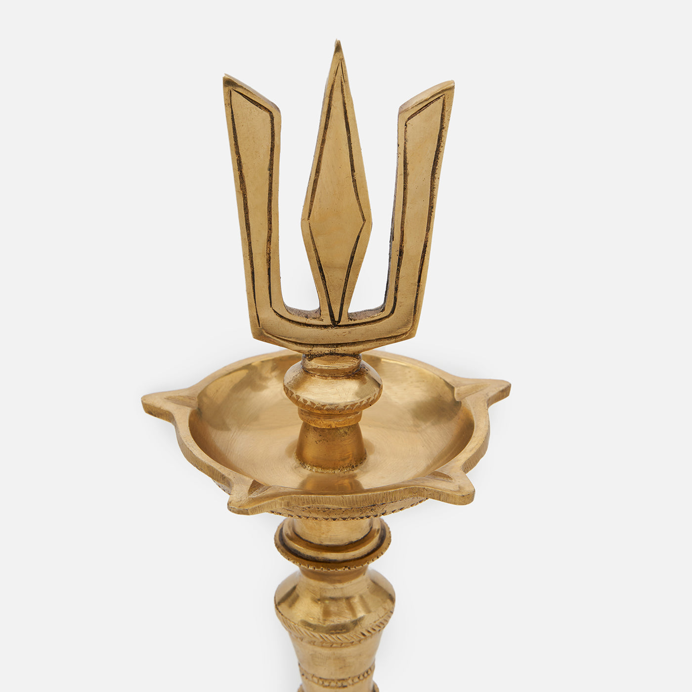 Brass Shank Chakra Namah Diya Lamp Stand Vilakku (Set of 3)