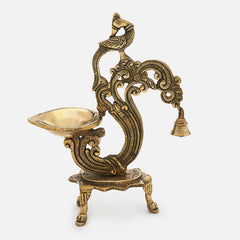 Beautifully Crafted Brass Peacock Diya - A Stunning and Auspicious Piece