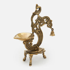 Beautifully Crafted Brass Peacock Diya - A Stunning and Auspicious Piece