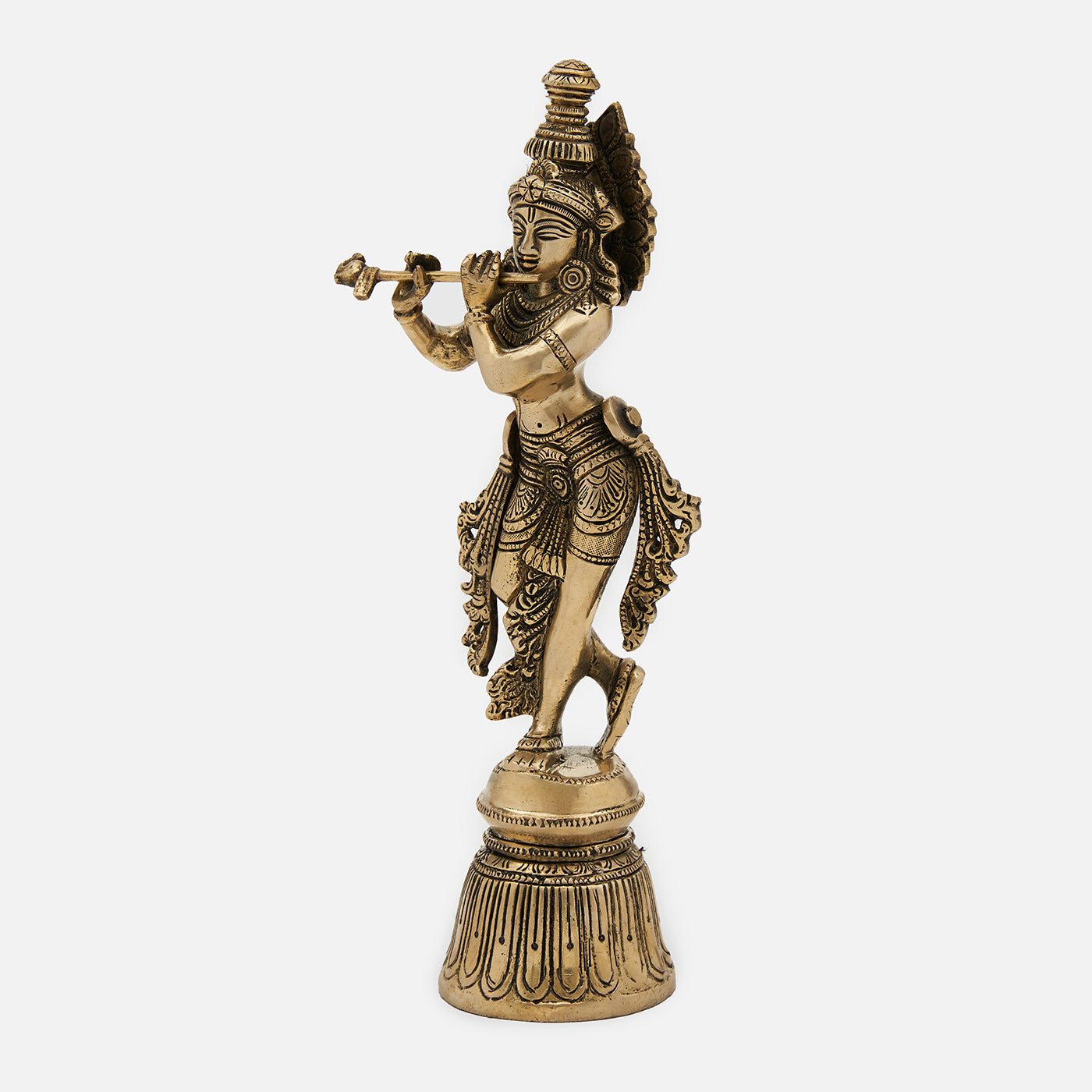 Beautiful Brass Krishna Statue playing Flute