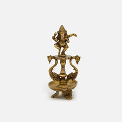Brass Dancing Ganesha Peacock Diya