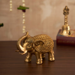 Brass Elephant with Beautifull Design Carving Work
