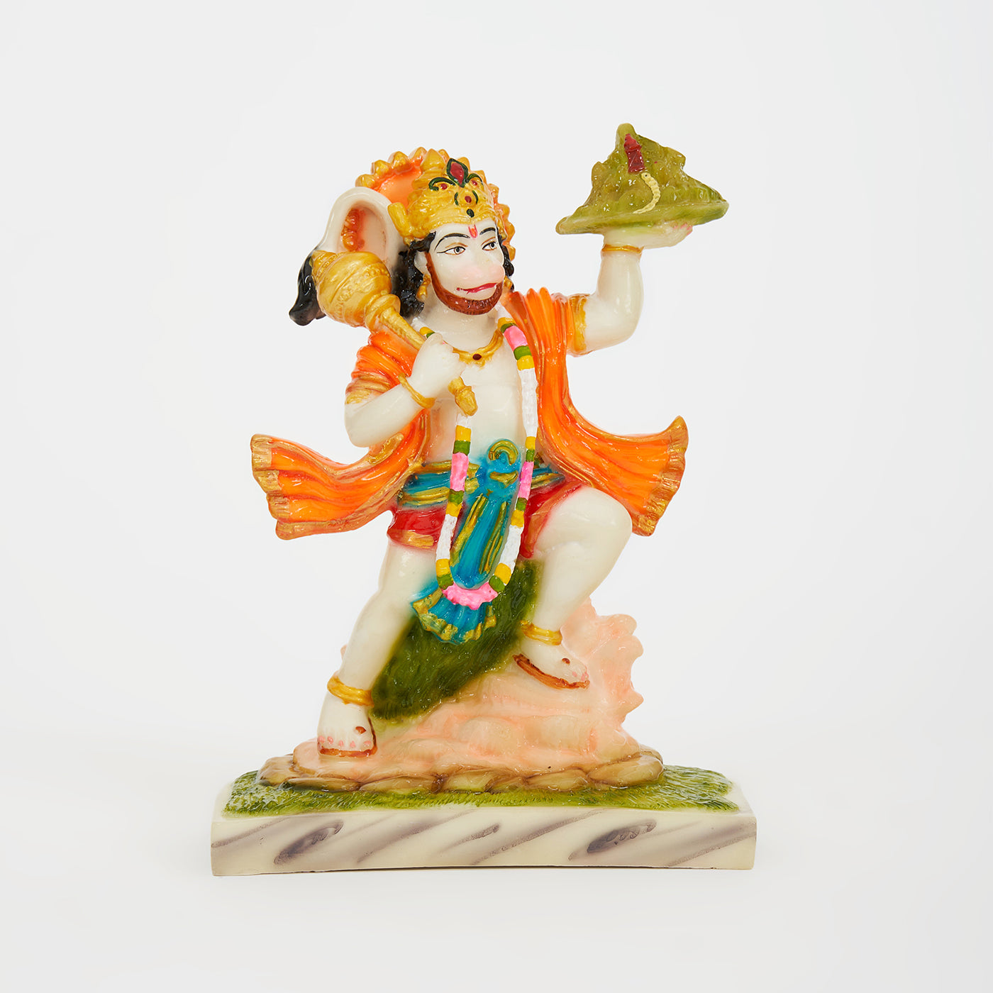 Lord Mahavir Hanuman| God Bajrangbali Carrying Mountain | Idol/Statue In Marble Dust