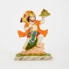 Lord Mahavir Hanuman| God Bajrangbali Carrying Mountain | Idol/Statue In Marble Dust