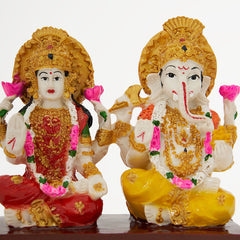 Lord Ganesha And Lakshmi Idol In Resin For Home & Office