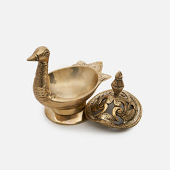 Brass Peacock Dhoop Dani Loban Burner