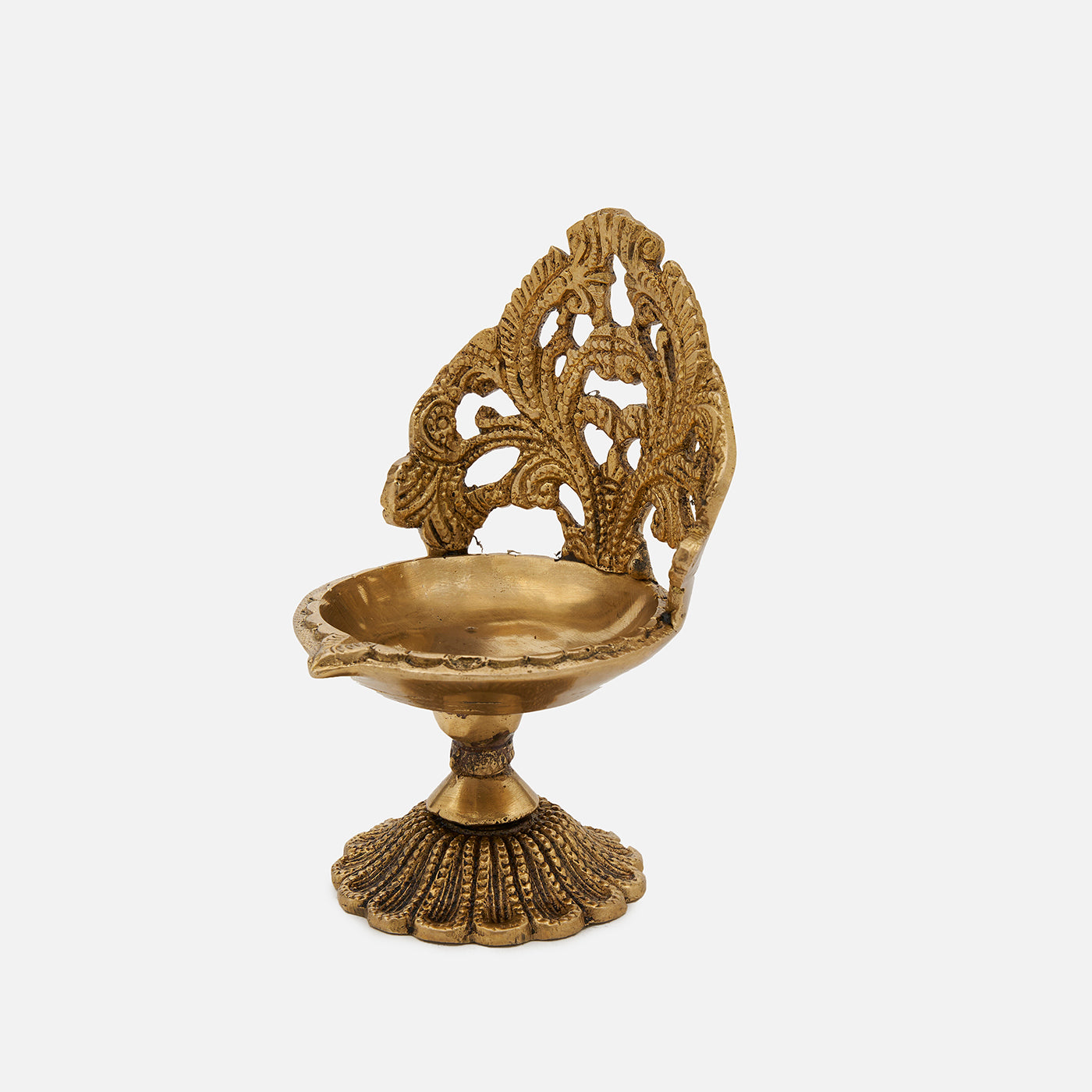 Brass Ethnic Handcarved Petal Diya/Lamp (Set of 2)
