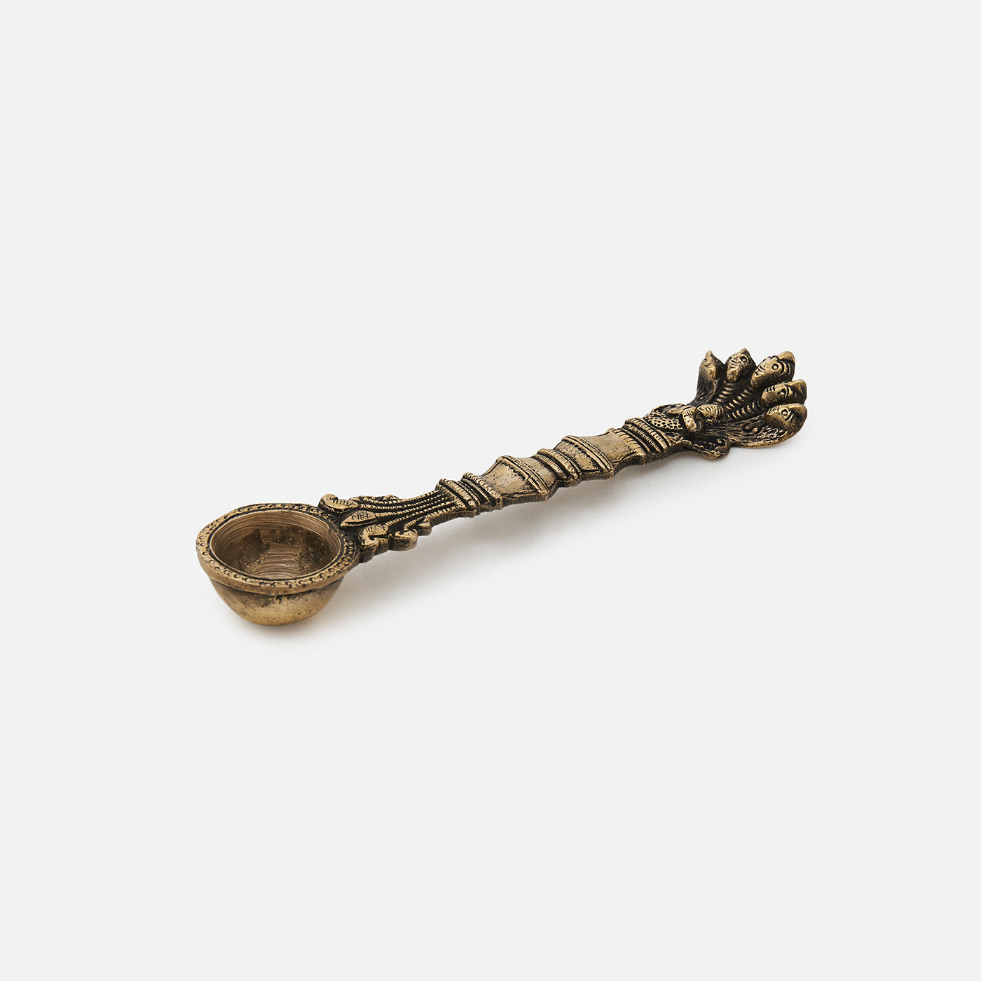 Brass Sheshnag Design Hawan Spoon for Pouring Ghee In Hawan Kund