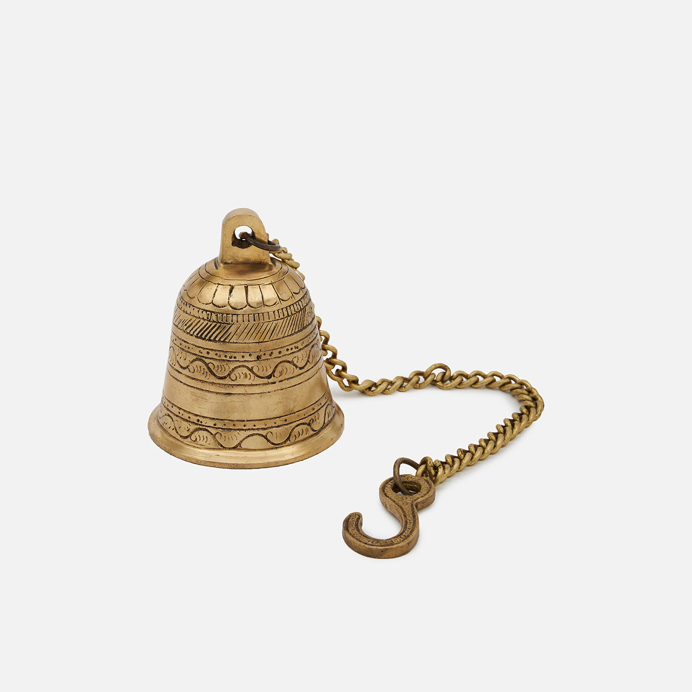 Brass Antique Hanging Bell For Wall Door Mandir Temple Pooja (Set of 3)