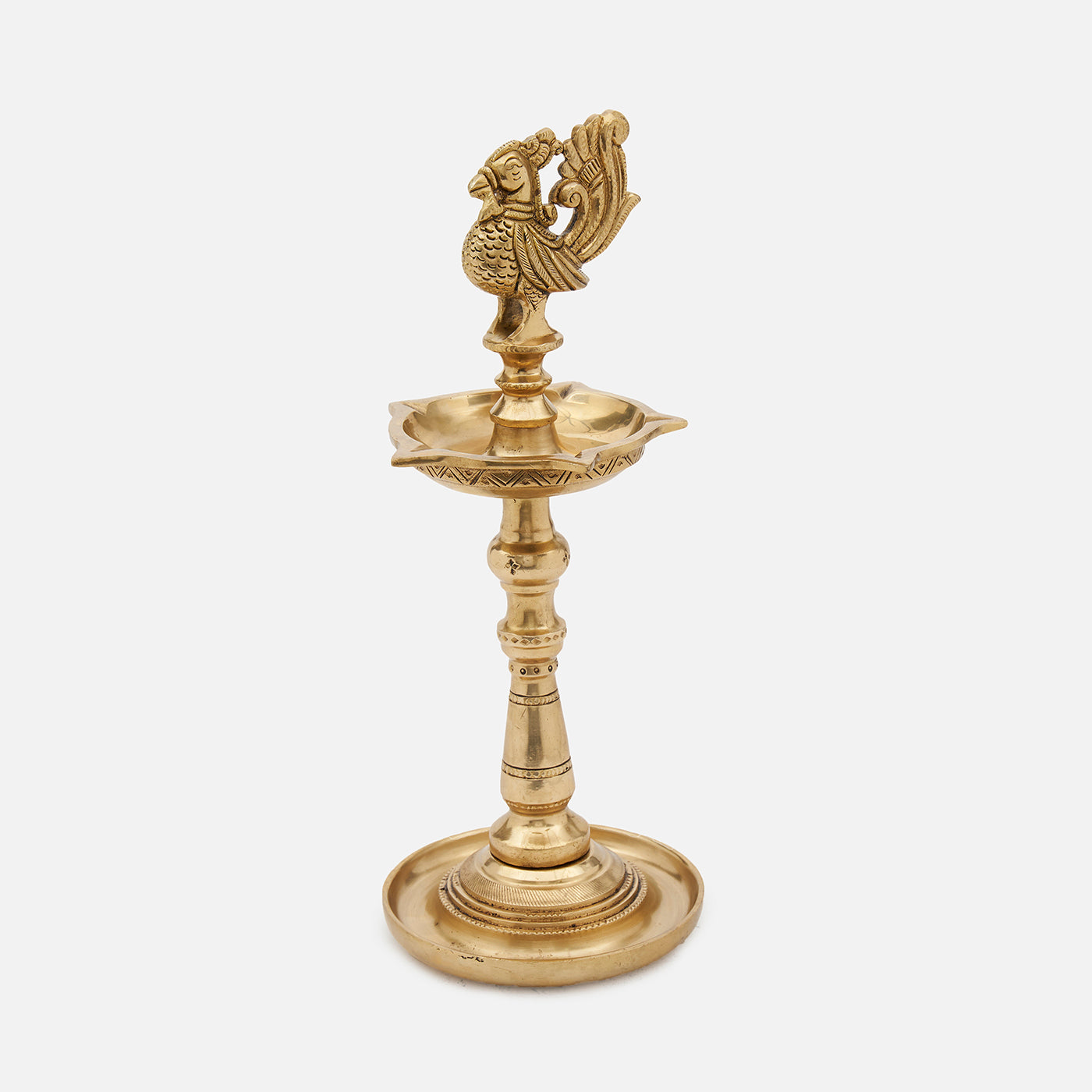 Brass Oil Lamp with Annapakshi Design