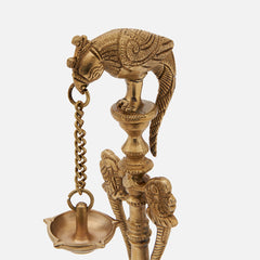 Handmade Traditional Indian Brass Decorative Diya Parrot Oil Lamp for Pooja or Home Decor (Single Piece)