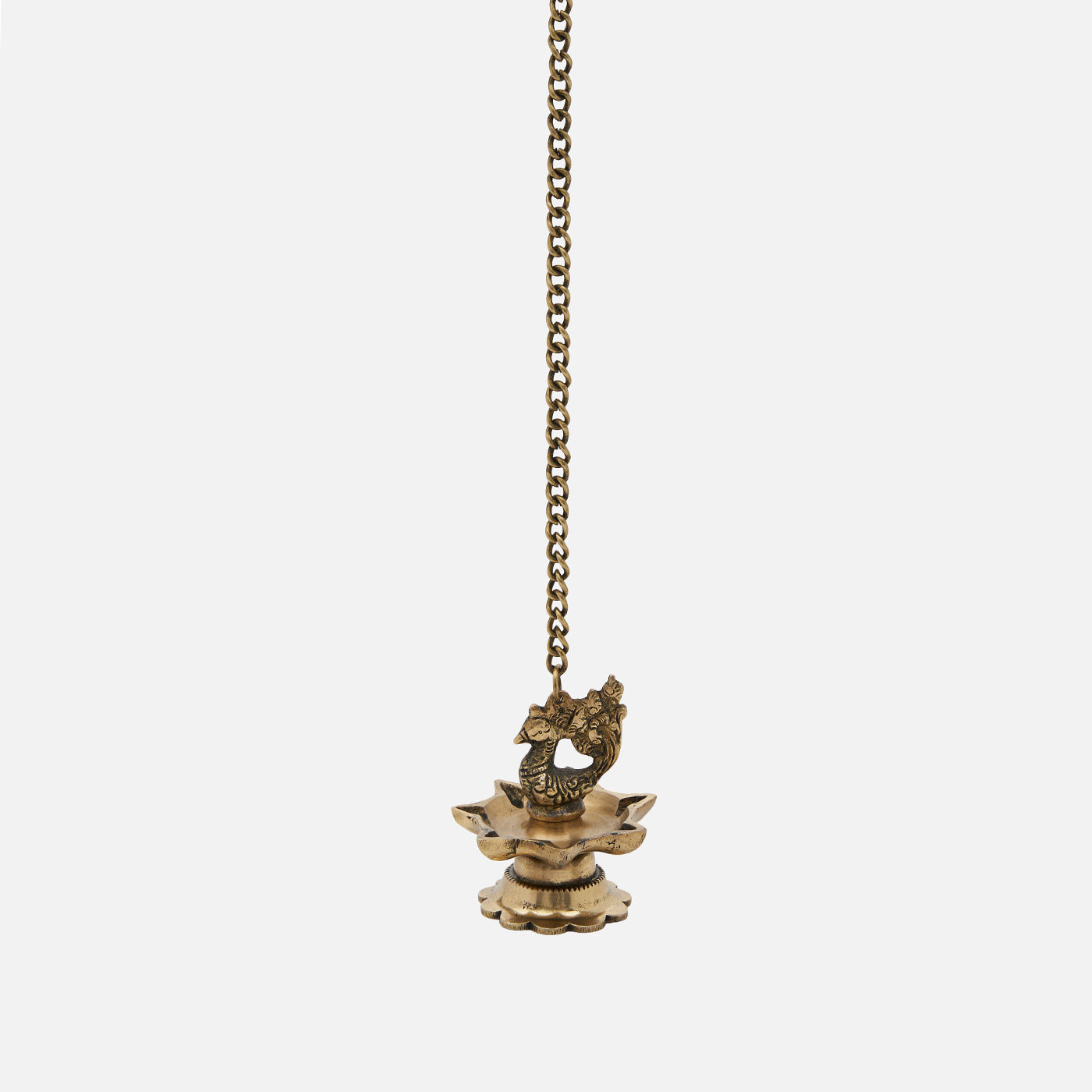Brass Peacock Carved Hanging Diya