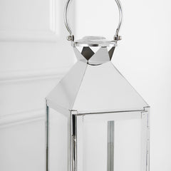 Manhattan Stainless Steel Silver Floor or Tabletop Lantern