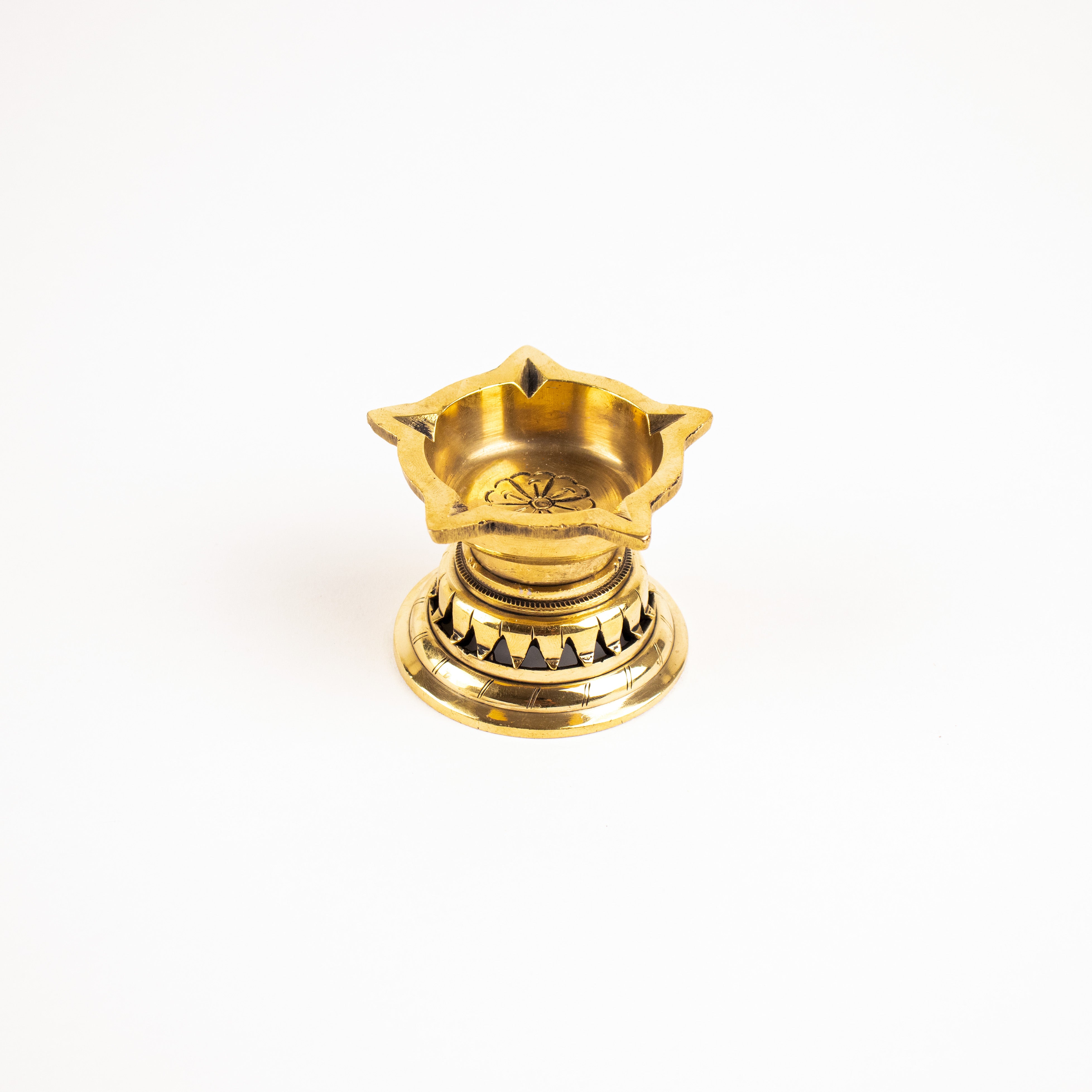Handcrafted Brass Diya With 5 Wicks For Home, Office Pooja