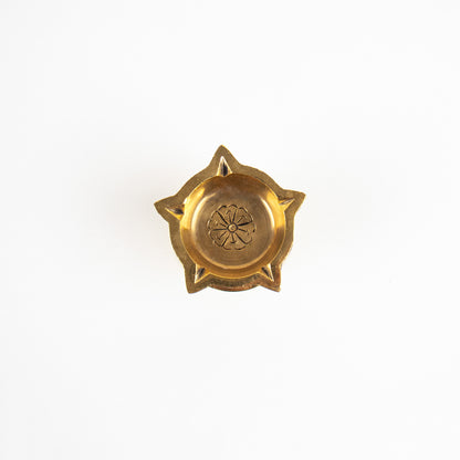 Handcrafted Brass Diya With 5 Wicks For Home, Office Pooja