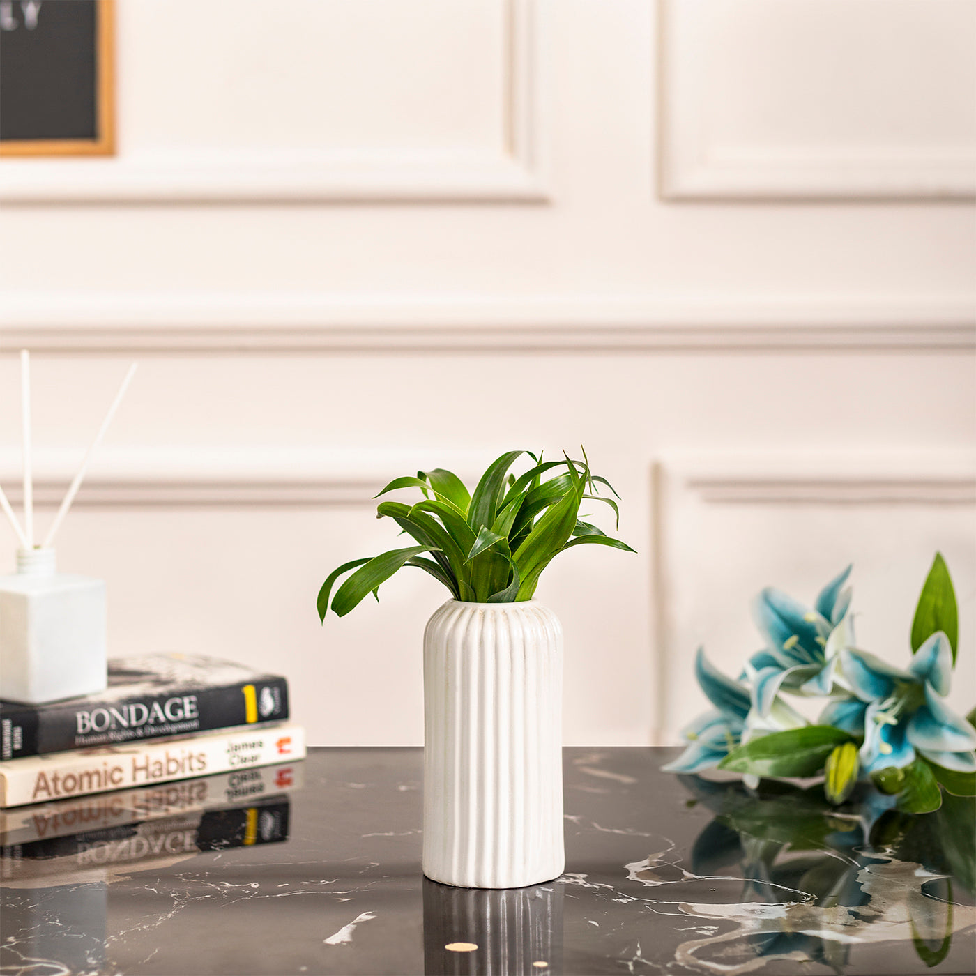 Rippled White Ceramic Vase