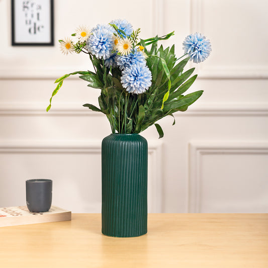 Rippled Green Ceramic Vase-10 INCH