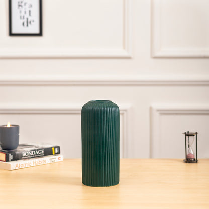 Rippled Green Ceramic Vase