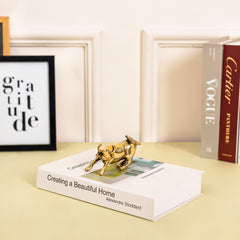 Gold Brass Charging Bull Figurine