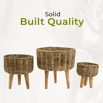 Natural Seagrass Hand Woven Planter (Set of 3)