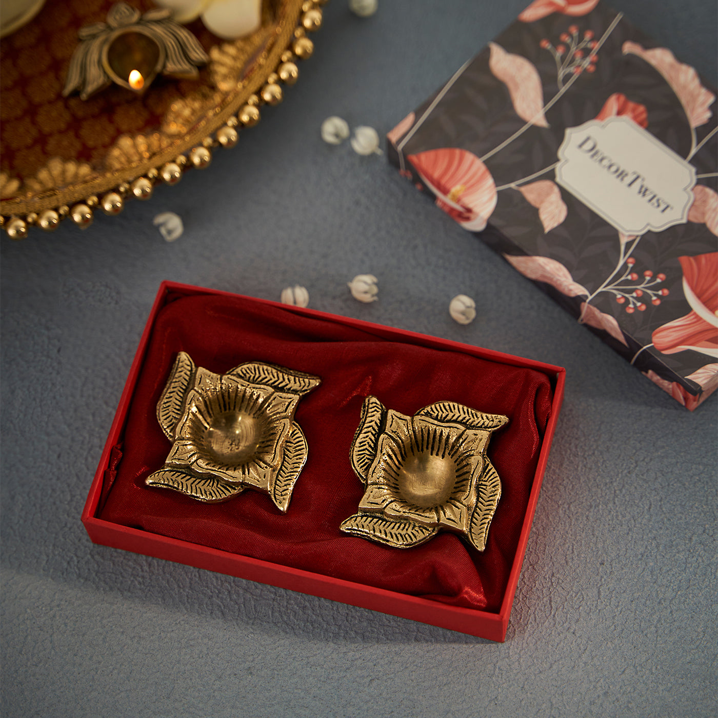 Swastik Diya Set of 2 With Gift Box