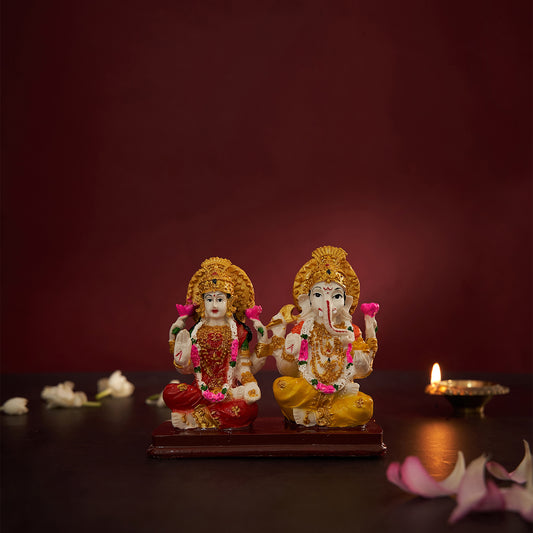 Lord Ganesha And Lakshmi Idol In Resin For Home & Office