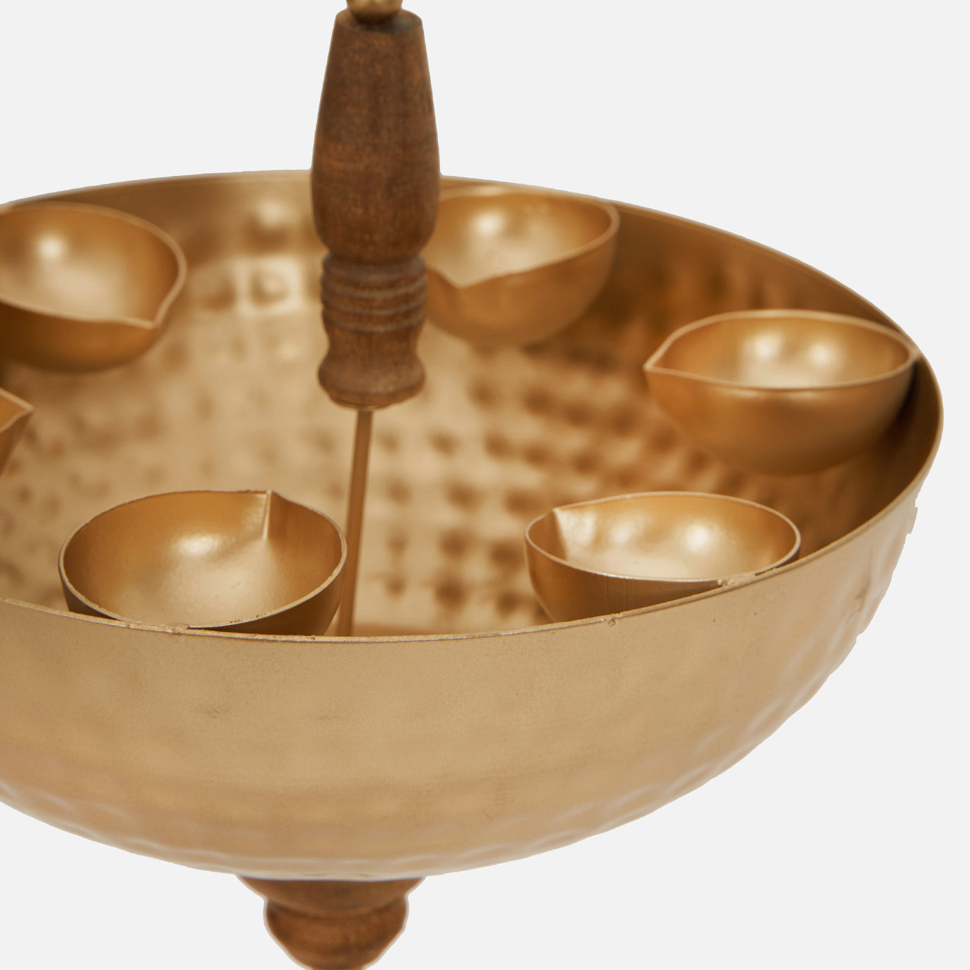 Golden Metal & Wooden Hanging With 6 Diyas