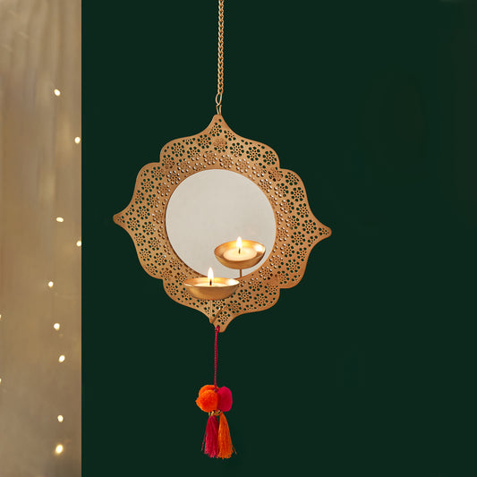 Malhaar  Hanging Decorative tealight with mirror