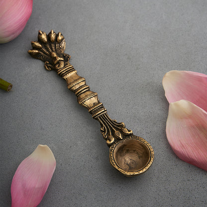 Brass Sheshnag Design Hawan Spoon for Pouring Ghee In Hawan Kund