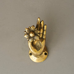 Brass Buddha Hand With Lotus Door Pull