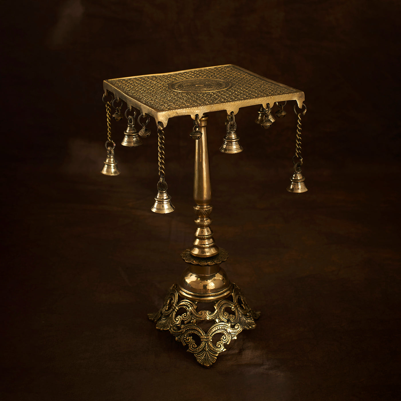 Authentic Brass Stool With Hanging Bells