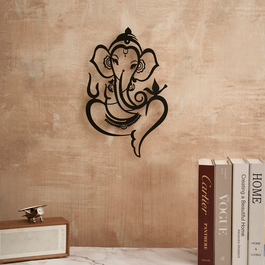 Ganesh Ji Wall Art - Black