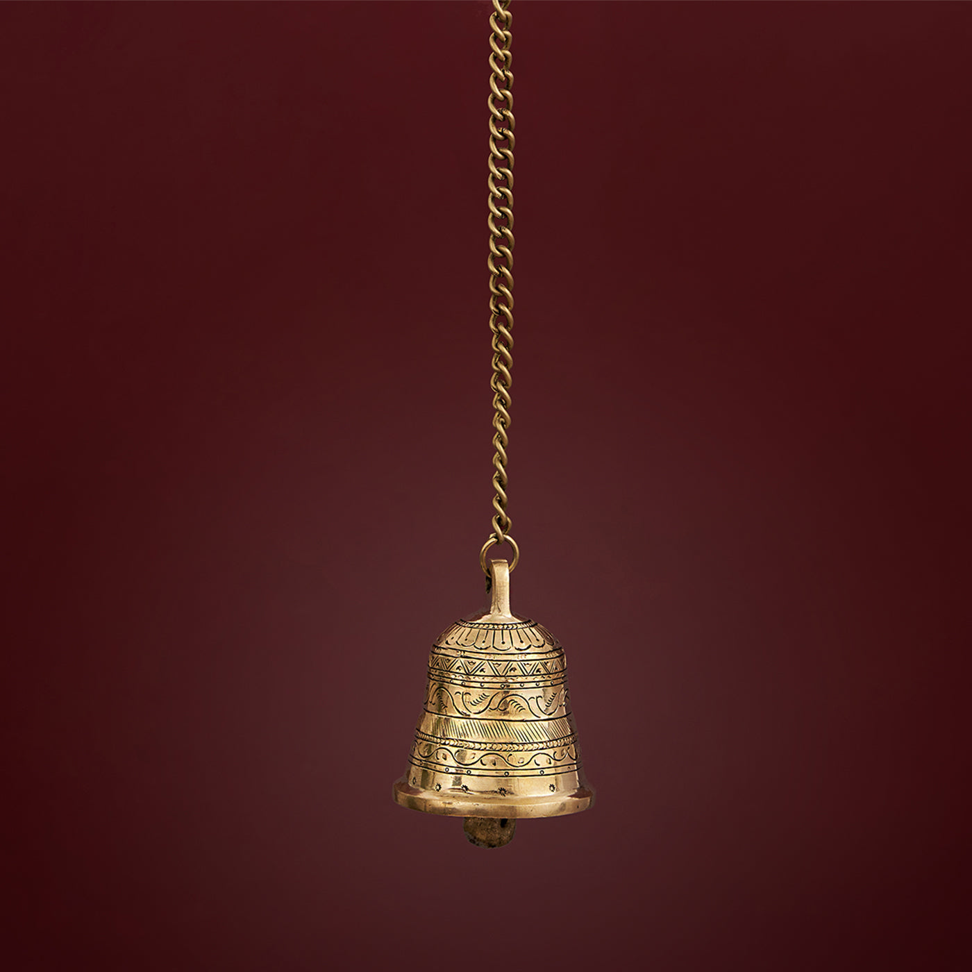 Brass Hanging Bell In Black Antique Finish