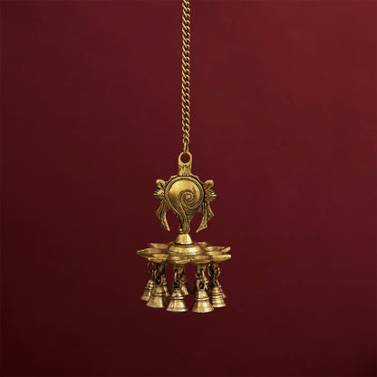 Brass Vaishnava Symbol Conch Hanging Lamp