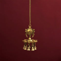 Brass Vaishnava Symbol Conch Hanging Lamp