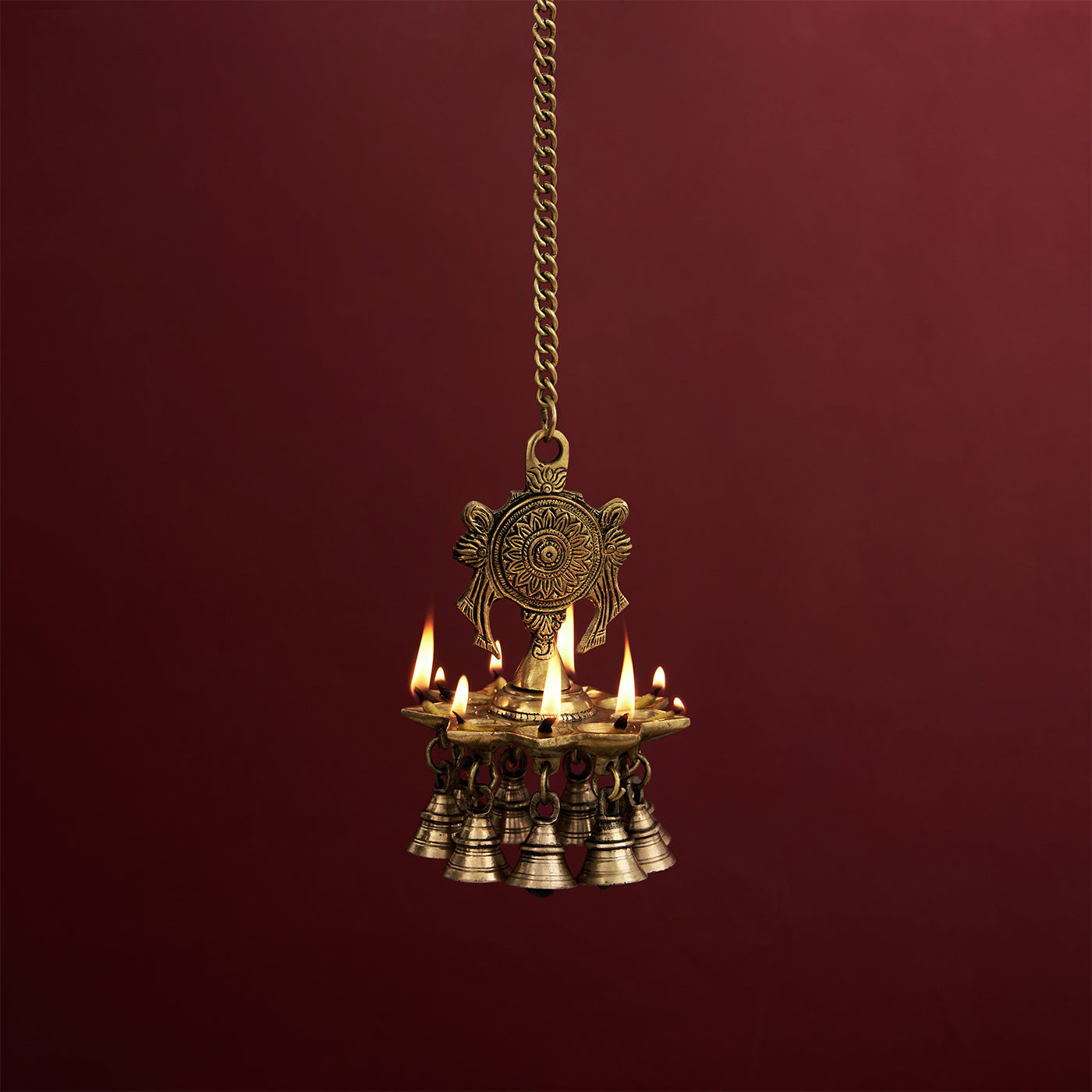 Brass Hanging Diya In Lord Vishnu's Chakra