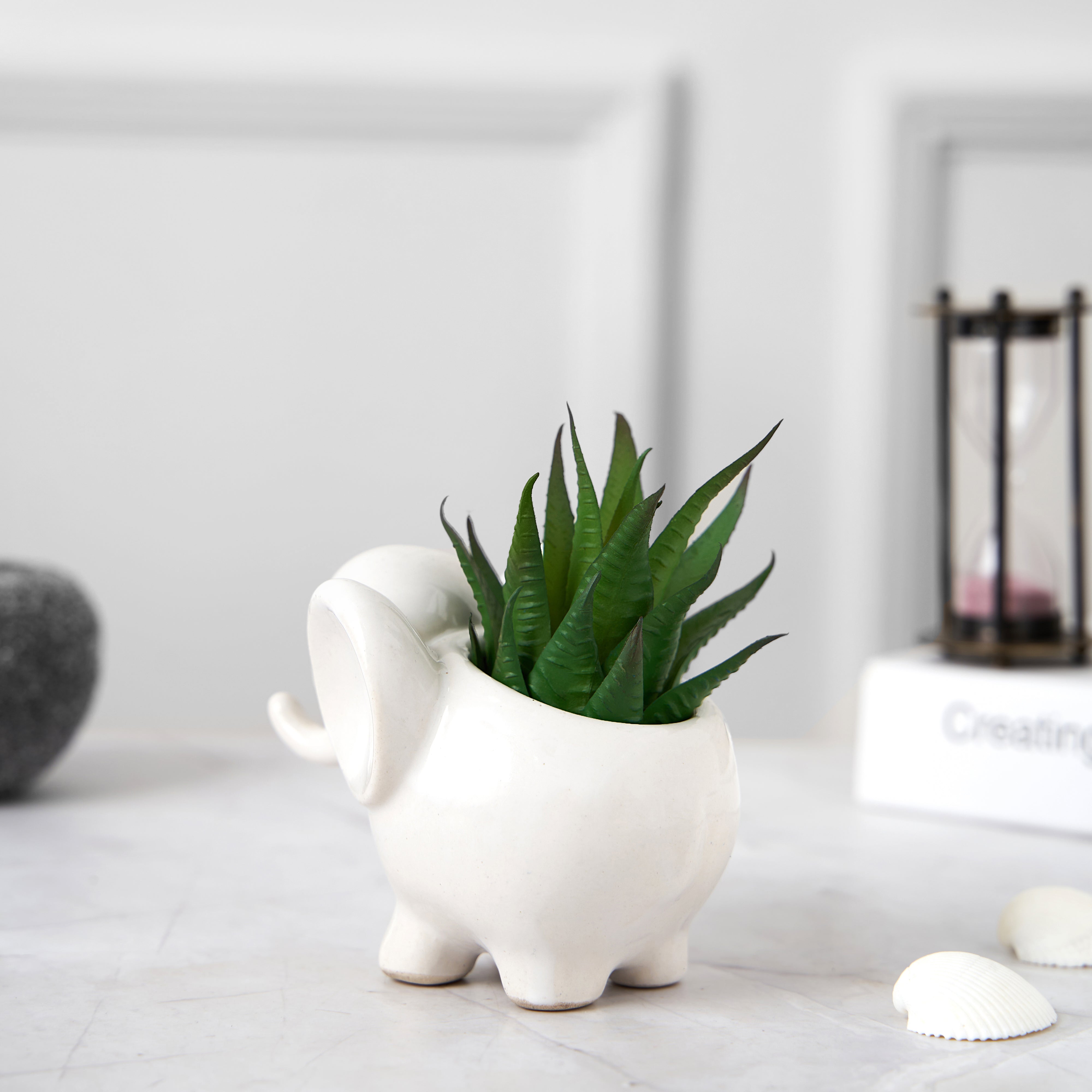 Cute Elephant Ceramic Succulent Planter For Home Garden Office Desktop